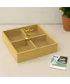 4 Bölmeli Bambu Servis Sunumluk 22x22x5 cm