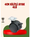 4 Cm Kilitli Döner Ayak 4 Adet Sehpa Ve Mobilya Ayağı