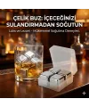 4lü Çelik Metal Kaplama Viski Taşı Soğutma Buz Küpü