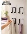 4lü Duvar Tipi Yapışkanlı Askı Pratik Ev Ve Banyo Askılık Seti