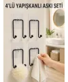 4lü Yapışkanlı Askı Seti Mutfak Banyo ve Ev İçin Duvar Askısı