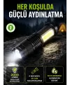 4 Modlu Usb Şarjlı Led El Feneri Kamp Ve Outdoor