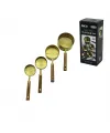 4 Pcs Gold Metal Ölçü Kaşık Seti Otantik Ağaç Kulp 250ml - 125ml - 80ml - 60ml