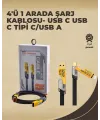 4ü 1 Arada Metal Hızlı Veri Kablosu – 65w Güç, 27w İphone Desteği, 480mbps Aktarım