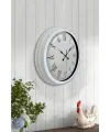 40 cm Beyaz Metal Retro Duvar Saati