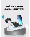 4’lü Apple Kablosuz Şarj Standı İphone Watch Ve Airpods Çoklu Şarjlı