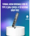 4’lü Çoklu Priz 2 Usb Type-c Girişli Akım Korumalı Siyah