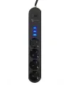 4lü Siyah Anahtarlı 3 Usb Li Akım Korumalı Topraklı Çocuk Korumalı Grup Priz 2 Metre