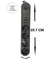 4lü Siyah Anahtarlı 3 USB Li Akım Korumalı Topraklı Çocuk Korumalı Grup Priz 2 Metre