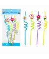 4pcs Kıvrımlı - Renkli Plastik Pipet Figürlü=mix