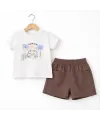 6/24 Ay Gabardin Şort Basic Tişört Bebek Takımı