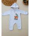 6-9 9-12 Ay Ef Çizgi Boy Fermuarlı Hayvanlar Alemi Nakışlı Kapşonlu Kız Erkek Bebek Tulumu