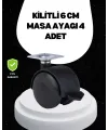 6 Cm Kilitli Tekerlek Ayak 4 Adet Sehpa Ve Ekipman Uyumlu