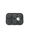 6 Gözlü Siyah Metal Muffin Kalıbı
