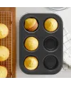 6 Gözlü Siyah Metal Muffin Kalıbı