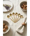 6lı Lüks Gold Paslanmaz Çelik Çay Kaşığı Seti (13 cm)