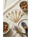 6lı Lüks Gold Paslanmaz Çelik Tatlı Çatalı Seti (16 cm)