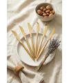6lı Lüks Gold Paslanmaz Çelik Yemek Bıçağı Seti (21 cm)