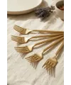 6lı Lüks Gold Paslanmaz Çelik Yemek Çatalı Seti (21 cm)