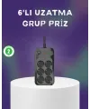 6 Prizli Çoklu Uzatma Kablosu Usb Type-c Hızlı Şarj Termal Koruma