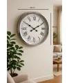 60 cm Krom Metal Roma Rakamlı Duvar Saati