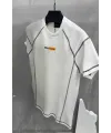 Unisex Dikişli Baskılı Oversize T-Shirt - Beyaz