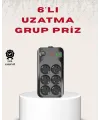 6’lı Grup Priz Termal Korumalı Usb Type-c Çoklu Priz 2 Metre Kablo