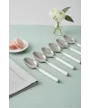 6’lı Paslanmaz Çelik Tatlı Kaşığı Seti Beyaz Saplı 15 cm