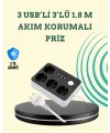 7 Cihazı Aynı Anda Destekleyen 3 Usb Portlu 4’lü Priz