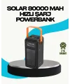 80000 Mah Güneş Enerjili Powerbank 4 Kablolu Type C Lightning Micro Usb