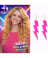 80’ler 90'lar Retro Neon Pembe Şimşek Küpe 10 cm