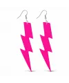 80’ler 90'lar Retro Neon Pembe Şimşek Küpe 10 cm