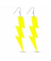 80’ler 90'lar Retro Neon Sarı Şimşek Küpe 10 cm