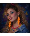 80’ler 90'lar Retro Neon Turuncu Şimşek Küpe 10 cm