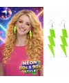 80’ler 90'lar Retro Neon Yeşil Şimşek Küpe 10 cm