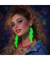 80’ler 90'lar Retro Neon Yeşil Şimşek Küpe 10 cm