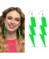 80’ler 90'lar Retro Neon Yeşil Şimşek Küpe 10 cm
