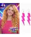 80’ler 9039lar Retro Neon Pembe Şimşek Küpe 10 Cm