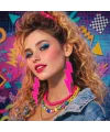 80’ler 9039lar Retro Neon Pembe Şimşek Küpe 10 Cm