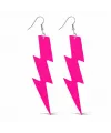 80’ler 9039lar Retro Neon Pembe Şimşek Küpe 10 Cm