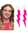 80’ler 9039lar Retro Neon Pembe Şimşek Küpe 10 Cm