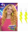 80’ler 9039lar Retro Neon Sarı Şimşek Küpe 10 Cm