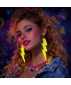 80’ler 9039lar Retro Neon Sarı Şimşek Küpe 10 Cm