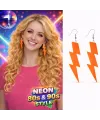 80’ler 9039lar Retro Neon Turuncu Şimşek Küpe 10 Cm