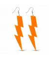 80’ler 9039lar Retro Neon Turuncu Şimşek Küpe 10 Cm
