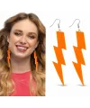 80’ler 9039lar Retro Neon Turuncu Şimşek Küpe 10 Cm
