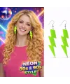 80’ler 9039lar Retro Neon Yeşil Şimşek Küpe 10 Cm
