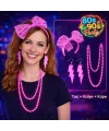 80’ler 90’lar Neon Pembe Parti Seti – Kolye Küpe Taç