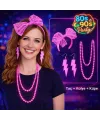 80’ler 90’lar Neon Pembe Parti Seti – Kolye Küpe Taç