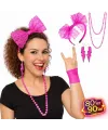 80’ler 90’lar Neon Pembe Parti Seti – Kolye Küpe Taç